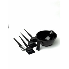 SHKALLI Набір для фарбування волосся (чорний ) з 5-ти предметів (4 кисточки + мисочка)