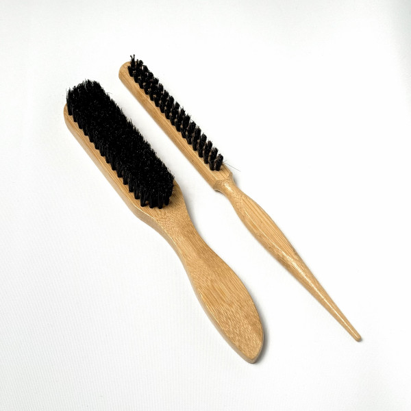 Набір щіток для зачісок (натуральна щетина), деревяна ручка, світле дерево