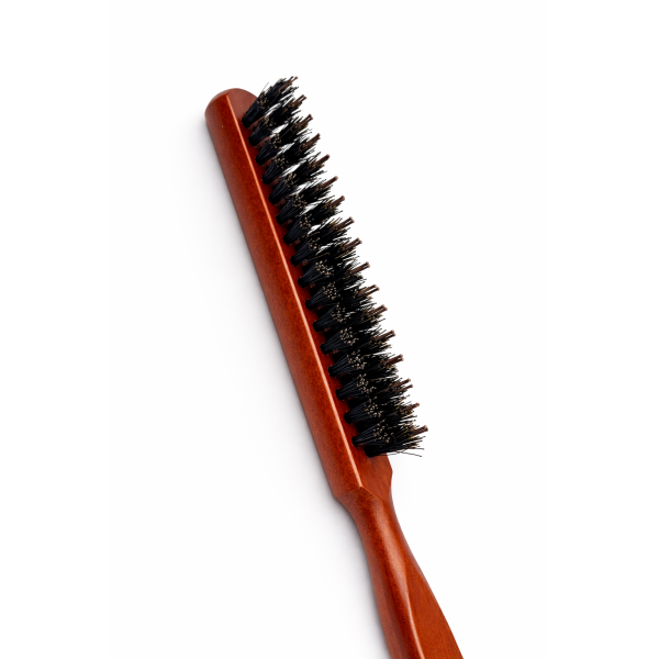 Щетка для причесок (натуральная щетина) 3-рядная, деревянная ручка, темное дерево