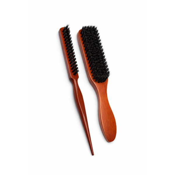 Набор щеток для причесок (натуральная щетина), деревянная ручка, темное дерево.