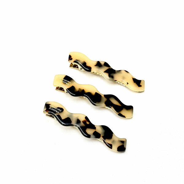 Зажим Хвиля леопард кремовий Handmade