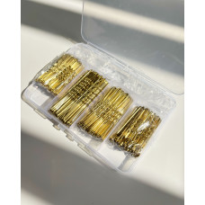 Бокс со шпильками, невидимками и резинками (золотые)