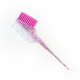 Кисточка-расческа для окрашивания волос SHKALLI (прозрачная с розовыми вкраплениями и розовым ворсом)