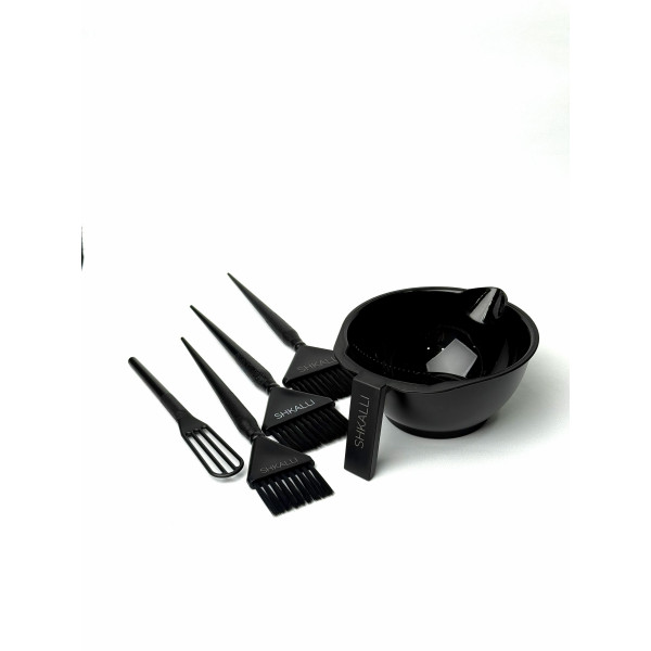 SHKALLI Набір для фарбування волосся (чорний ) з 5-ти предметів (4 кисточки + мисочка)