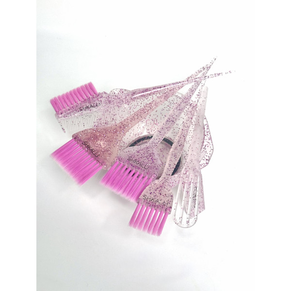 Набор для окрашивания волос SHKALLI (прозрачный с розовыми вкраплениями) 6 предметов