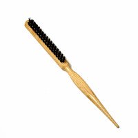 Щітка для зачісок (натуральна щетина) 3-рядна, деревяна ручка, світле дерево