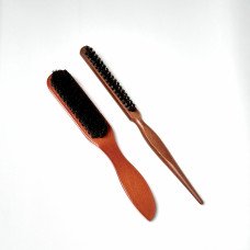 Набір щіток для зачісок (натуральна щетина), деревяна ручка, темне дерево