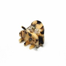 Зажим-краб Сердце леопард мини кремовый Handmade