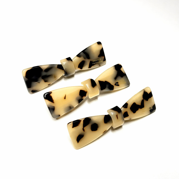 Зажим Бант леопард малий кремовий