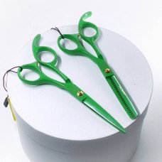 Набор ножниц для стрижки волос. 5.5" Зеленые. Корея
